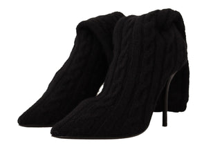 Black Stretch Socks Knee High Booties Shoes Dolce & Gabbana