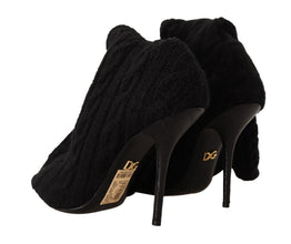 Black Stretch Socks Knee High Booties Shoes Dolce & Gabbana