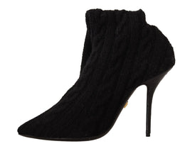Black Stretch Socks Knee High Booties Shoes Dolce & Gabbana