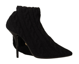 Black Stretch Socks Knee High Booties Shoes Dolce & Gabbana