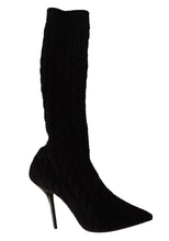 Black Stretch Socks Knee High Booties Shoes Dolce & Gabbana