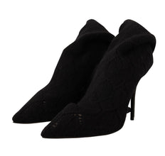Black Stretch Socks Knee High Booties Shoes Dolce & Gabbana
