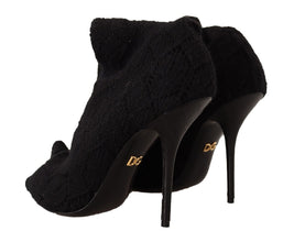 Black Stretch Socks Knee High Booties Shoes Dolce & Gabbana