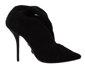 Black Stretch Socks Knee High Booties Shoes Dolce & Gabbana