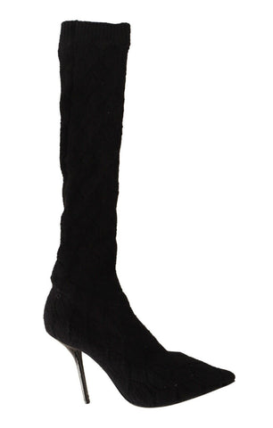 Black Stretch Socks Knee High Booties Shoes Dolce & Gabbana