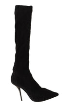 Black Stretch Socks Knee High Booties Shoes Dolce & Gabbana
