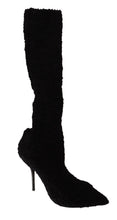 Black Stretch Socks Knee High Booties Shoes Dolce & Gabbana