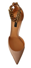 Beige Ankle Chain Strap High Heels Pumps Shoes Dolce & Gabbana