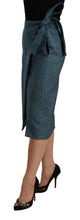 Blue High Waist Pencil Straight Wrap Style Skirt Koonhor