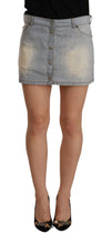 Light Blue Mid Waist Denim Mini Cotton Skirt Ermanno Scervino