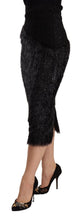 Black Tinsel High Waist Pencil Midi Viscose Skirt Masha Ma