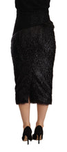 Black Tinsel High Waist Pencil Midi Viscose Skirt Masha Ma