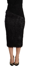 Black Tinsel High Waist Pencil Midi Viscose Skirt Masha Ma
