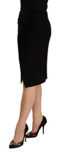 Black High Waist Pencil Knee Length Viscose Skirt PLEIN SUD