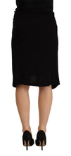 Black High Waist Pencil Knee Length Viscose Skirt PLEIN SUD