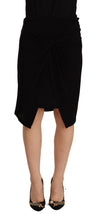 Black High Waist Pencil Knee Length Viscose Skirt PLEIN SUD