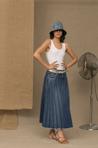Blue Cotton Women Skirt Don The Fuller