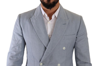 Blue Cotton Linen Slim Fit Jacket Coat Blazer Dolce & Gabbana