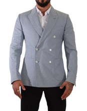 Blue Cotton Linen Slim Fit Jacket Coat Blazer Dolce & Gabbana