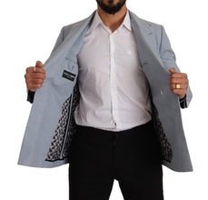 Blue Cotton Linen Slim Fit Jacket Coat Blazer Dolce & Gabbana