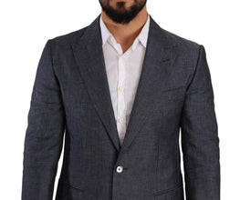 Blue Linen Cotton Jacket TAORMINA Blazer Dolce & Gabbana