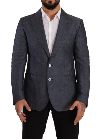 Blue Linen Cotton Jacket TAORMINA Blazer Dolce & Gabbana