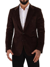 Brown Corduroy Slim Fit Coat DG Logo Blazer Dolce & Gabbana