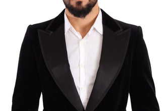Black Velvet Single Breasted One Button Blazer Dolce & Gabbana