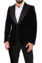 Black Velvet Single Breasted One Button Blazer Dolce & Gabbana