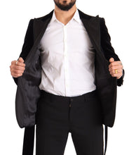 Black Velvet Single Breasted One Button Blazer Dolce & Gabbana