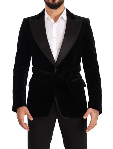 Black Velvet Single Breasted One Button Blazer Dolce & Gabbana