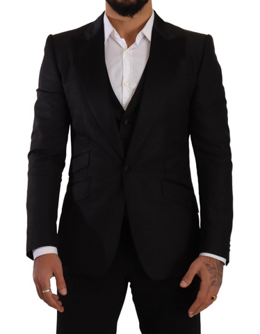 Black Slim Fit 2 Piece SICILIA Blazer Dolce & Gabbana