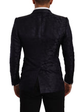 Blue Floral Jacquard Silk Coat MARTINI Blazer Dolce & Gabbana