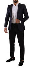 Blue Floral Jacquard Silk Coat MARTINI Blazer Dolce & Gabbana