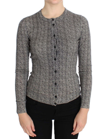 Black White Wool Top Cardigan Sweater Dolce & Gabbana