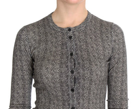 Black White Wool Top Cardigan Sweater Dolce & Gabbana