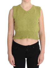 Green Cotton Blend Knitted Sleeveless Sweater PINK MEMORIES