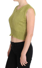Green Cotton Blend Knitted Sleeveless Sweater PINK MEMORIES