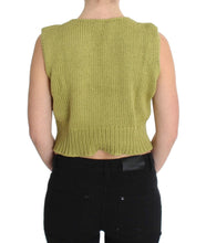 Green Cotton Blend Knitted Sleeveless Sweater PINK MEMORIES