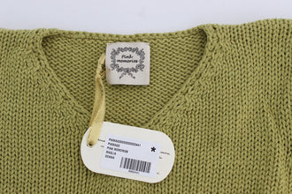 Green Cotton Blend Knitted Sleeveless Sweater PINK MEMORIES