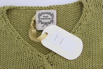 Green Cotton Blend Knitted Sleeveless Sweater PINK MEMORIES
