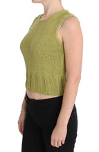 Green Cotton Blend Knitted Sleeveless Sweater PINK MEMORIES