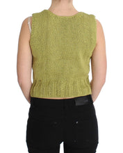 Green Cotton Blend Knitted Sleeveless Sweater PINK MEMORIES