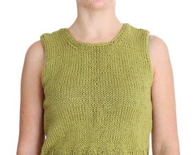 Green Cotton Blend Knitted Sleeveless Sweater PINK MEMORIES