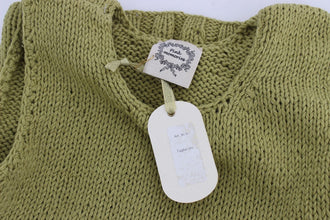 Green Cotton Blend Knitted Sleeveless Sweater PINK MEMORIES
