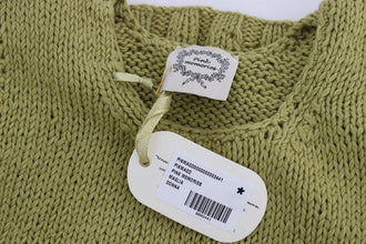 Green Cotton Blend Knitted Sleeveless Sweater PINK MEMORIES