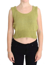 Green Cotton Blend Knitted Sleeveless Sweater PINK MEMORIES
