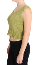 Green Cotton Blend Knitted Sleeveless Sweater PINK MEMORIES