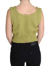 Green Cotton Blend Knitted Sleeveless Sweater PINK MEMORIES