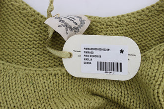 Green Cotton Blend Knitted Sleeveless Sweater PINK MEMORIES